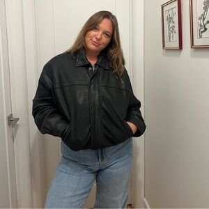 Daniel black leather bomber